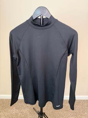 ☀️Reebok Play Dry Mock Neck Compression Shirt Black Size Large